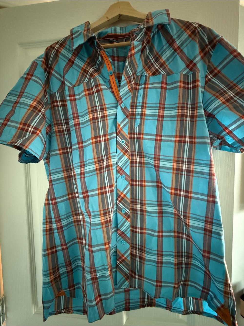 Bergans of Norway - Men's Short-Sleeve Plaid Button-Up Shirt - Blue/Brown